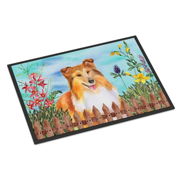 Carolines Treasures Sheltie Spring Indoor or Outdoor Mat, 18 x 27 in. CK1282MAT - main